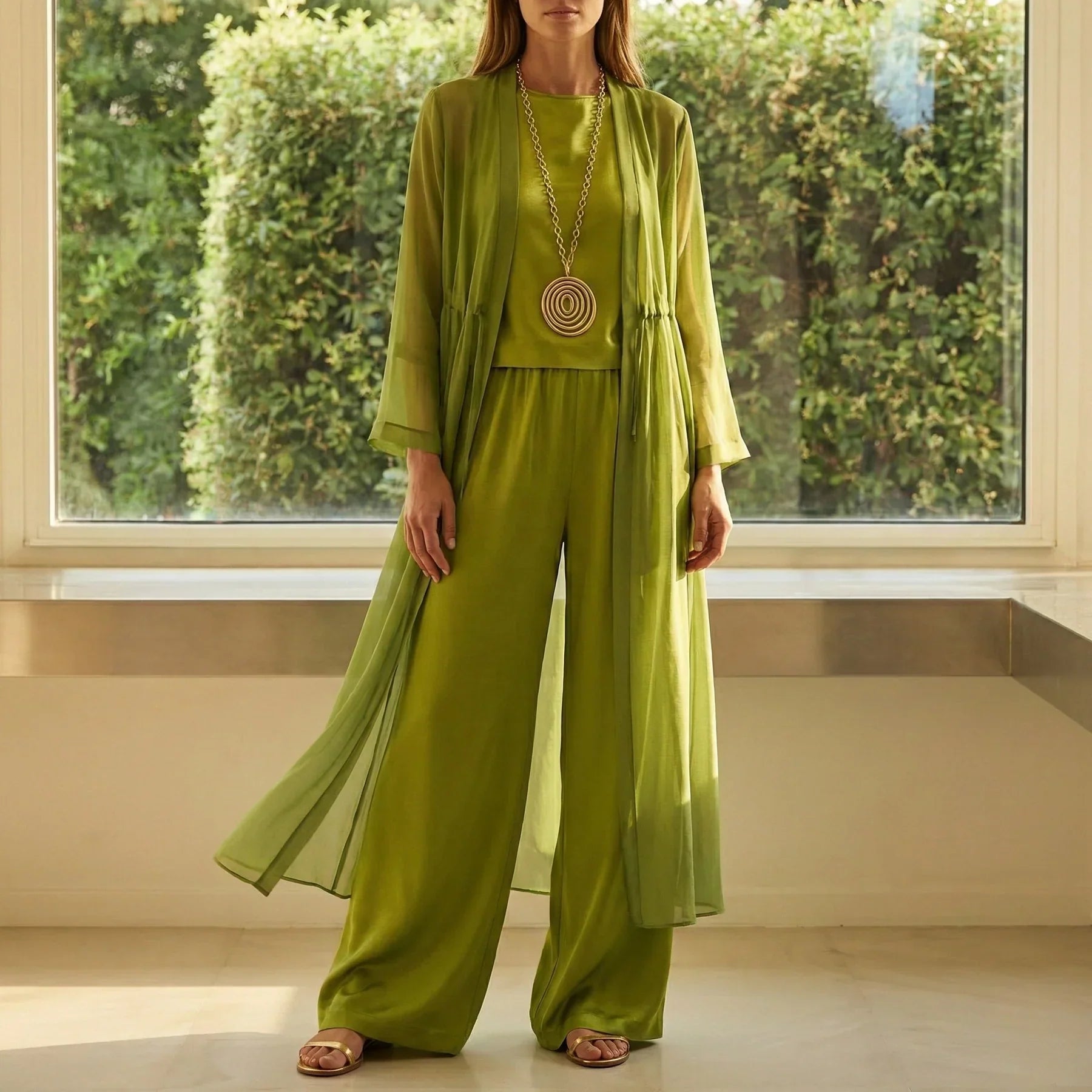 Conjunto Elvira™ | Conjunto de lino con mangas murciélago y pantalón ancho