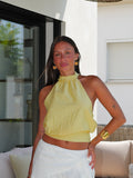 Top halter abullonado amarillo
