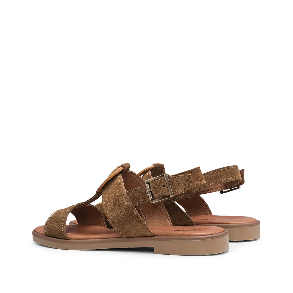 Sandalias de Tacón Bajo Mujer Ante Taupe