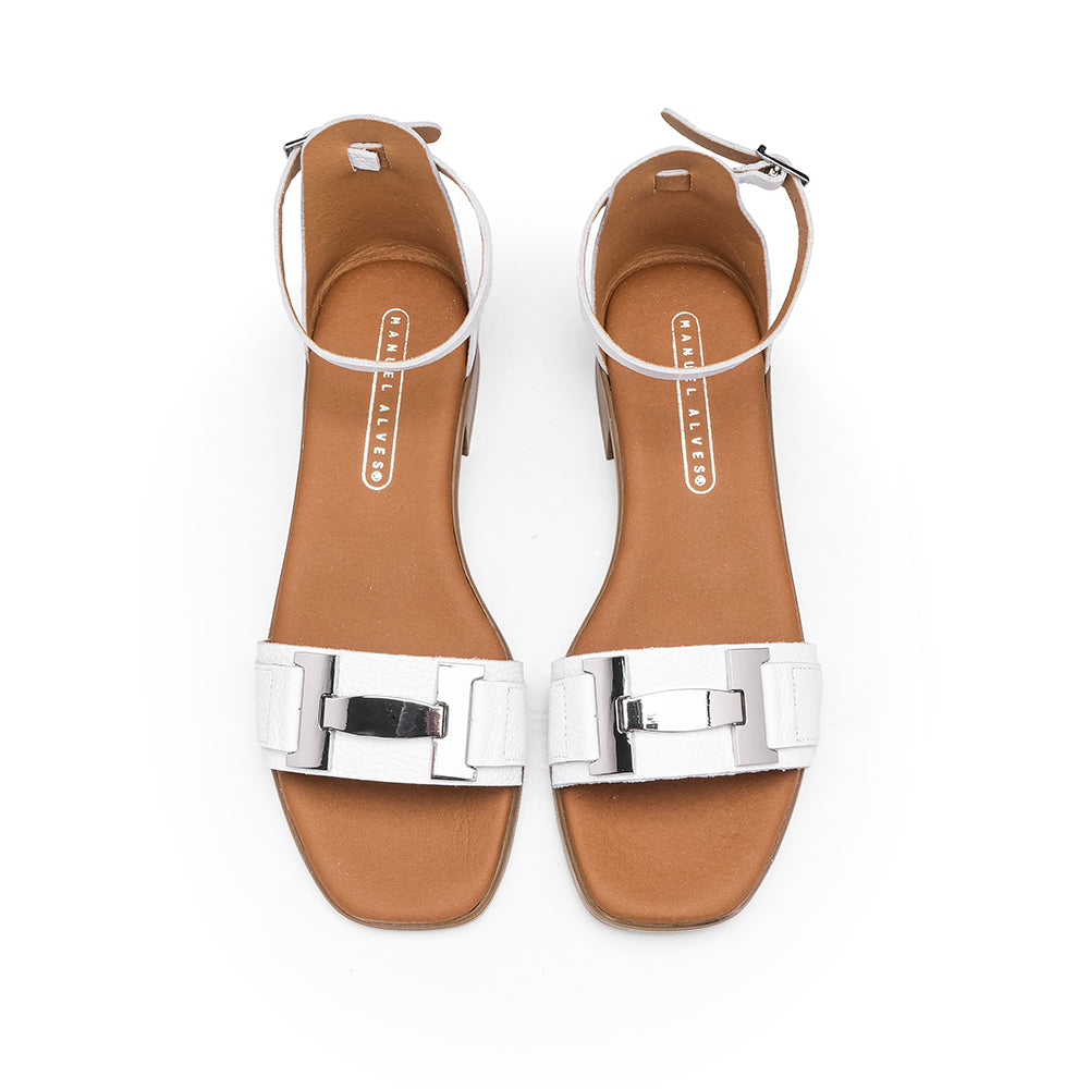 Sandalia Casual Mujer Piel Blanca