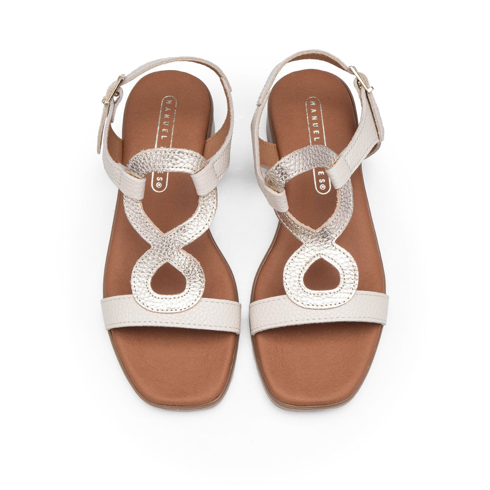 Sandalia Casual Mujer Piel Beige