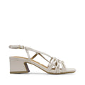 Sandalia beige de tacón medio para mujer