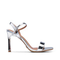 Sandalia de tacón alto para mujer color plata metalizada