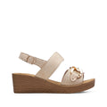 Sandalia de cuña para mujer beige
