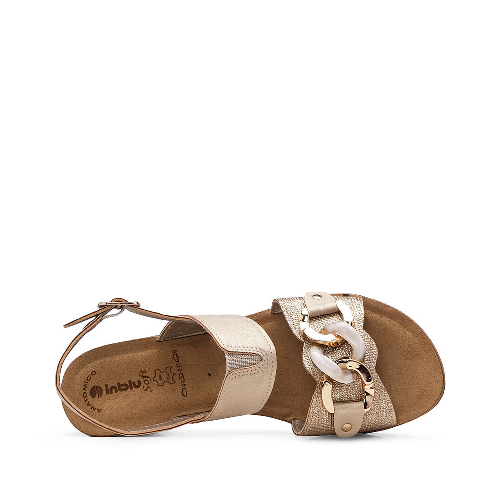 Sandalia de cuña para mujer beige
