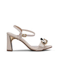 Sandalias de tacón alto color beige para mujer