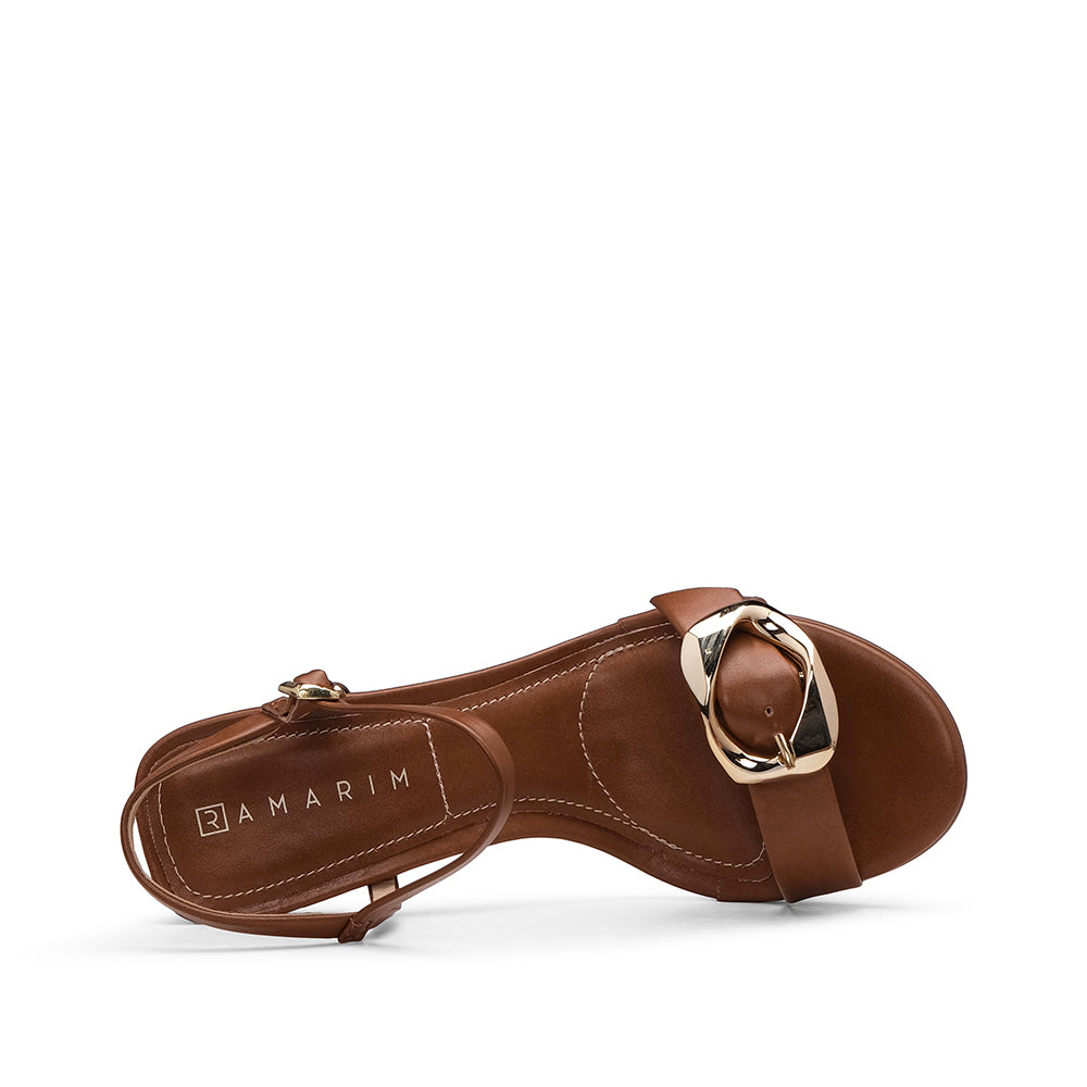 Sandalias de tacón alto color camel para mujer