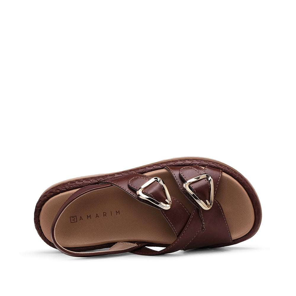 Sandalias Tacón Bajo Mujer Marrón