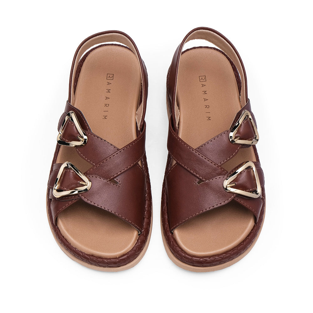 Sandalias Tacón Bajo Mujer Marrón