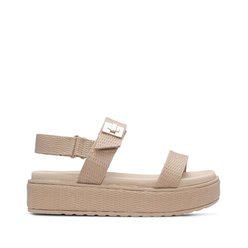 Sandalia de plataforma para mujer con grabado beige