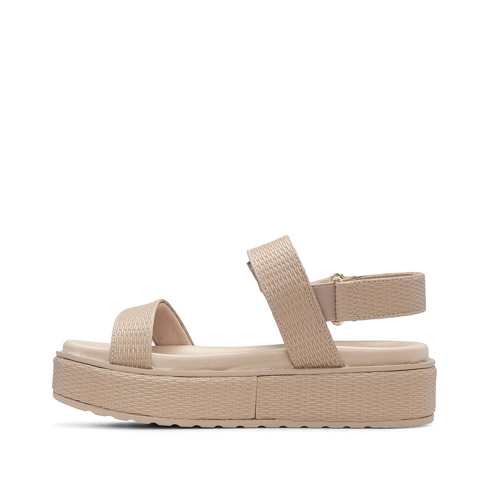 Sandalia de plataforma para mujer con grabado beige