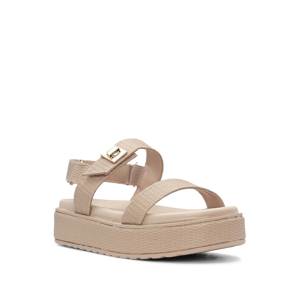 Sandalia de plataforma para mujer con grabado beige