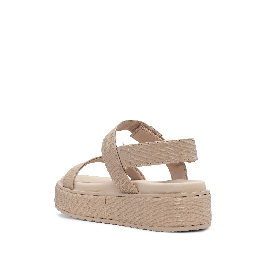 Sandalia de plataforma para mujer con grabado beige