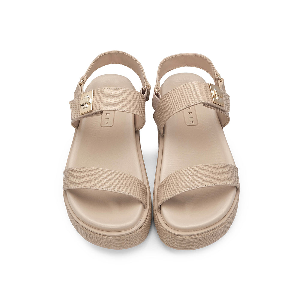 Sandalia de plataforma para mujer con grabado beige