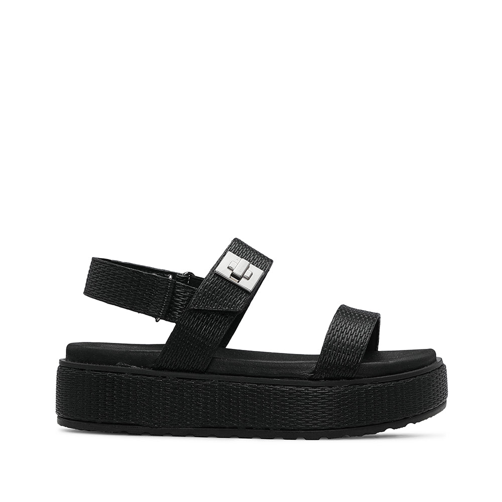 Sandalia de plataforma para mujer grabada en negro