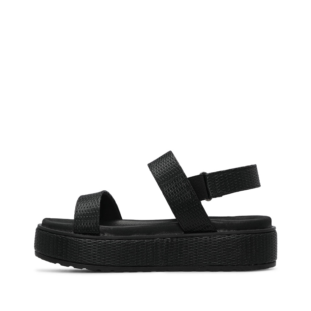 Sandalia de plataforma para mujer grabada en negro