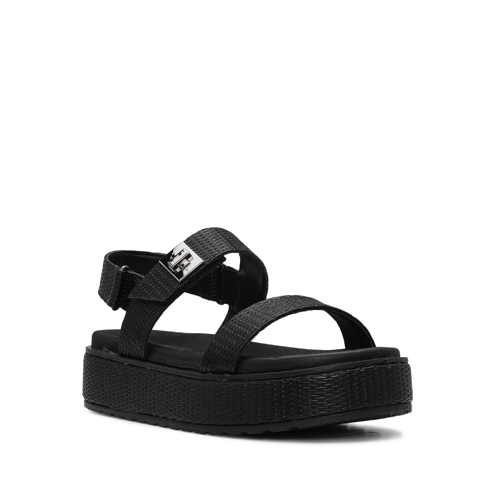 Sandalia de plataforma para mujer grabada en negro