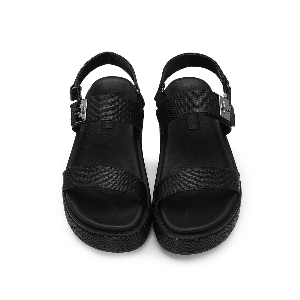 Sandalia de plataforma para mujer grabada en negro