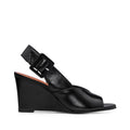 Sandalia de cuña para mujer, piel negra