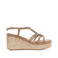 Sandalia Cuña Mujer Ante Beige