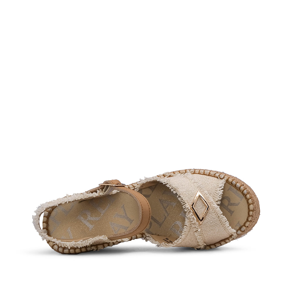 Sandalia de cuña para mujer beige