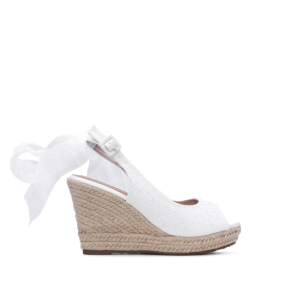 Sandalia de cuña para mujer blanca