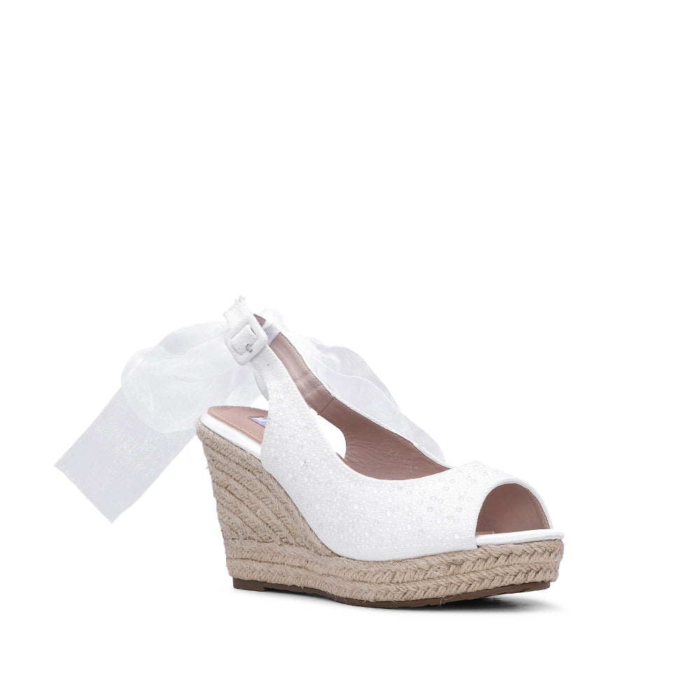 Sandalia de cuña para mujer blanca