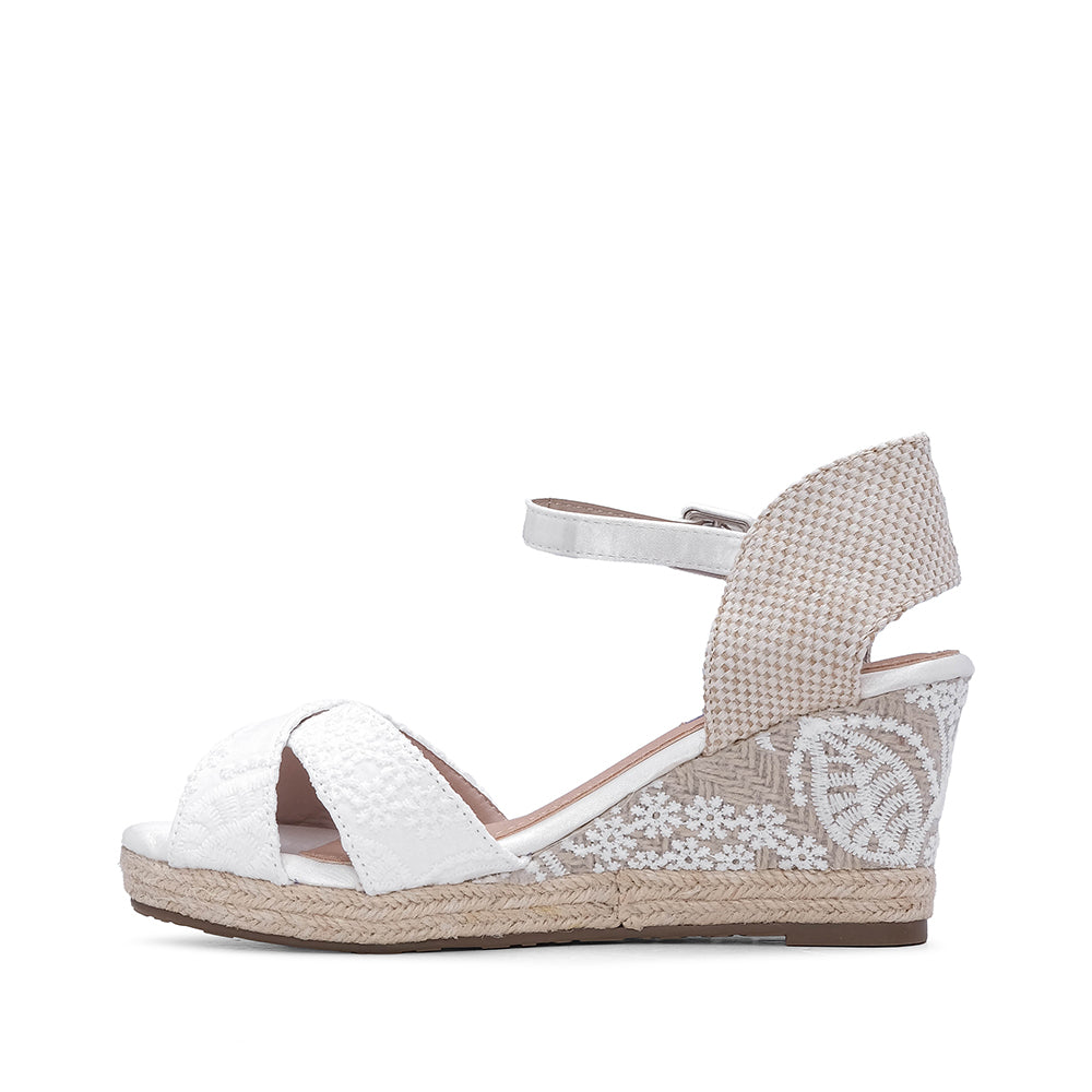 Sandalia de cuña para mujer blanca
