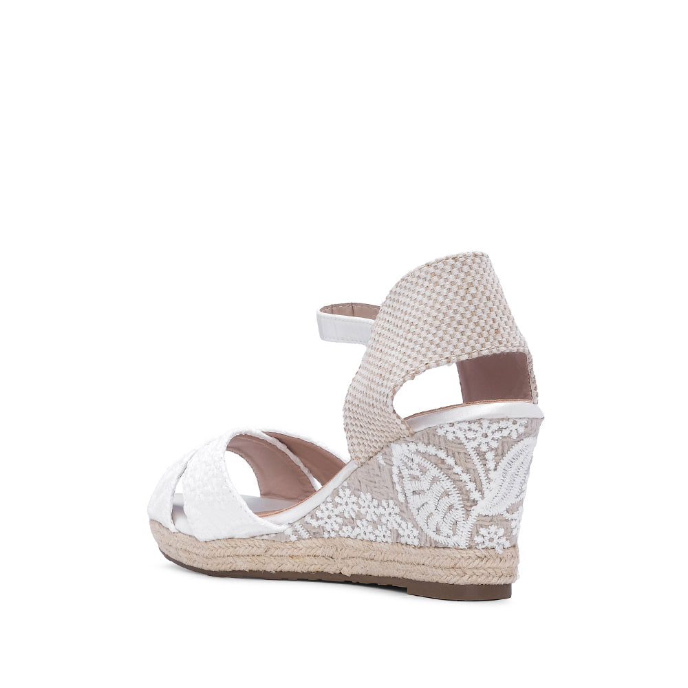 Sandalia de cuña para mujer blanca