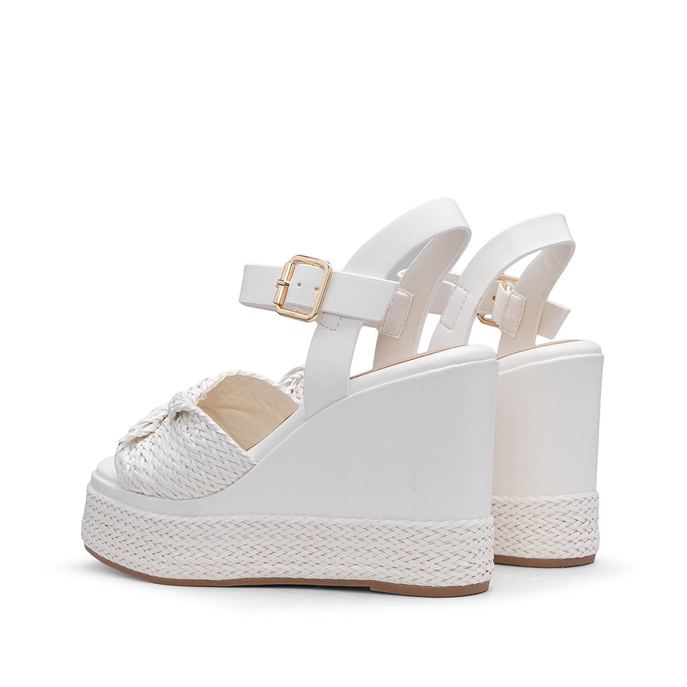 Sandalia de cuña para mujer blanca