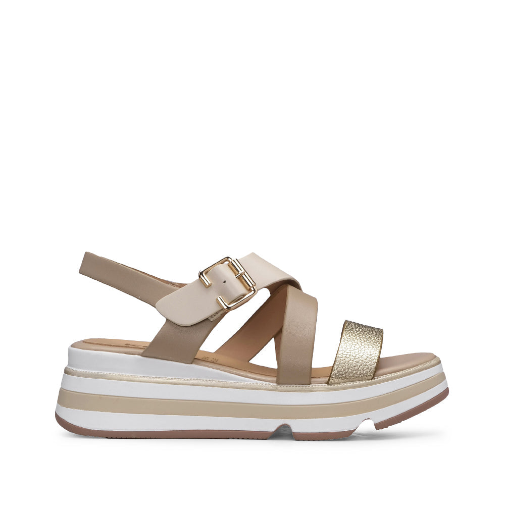 Sandalia de plataforma para mujer beige