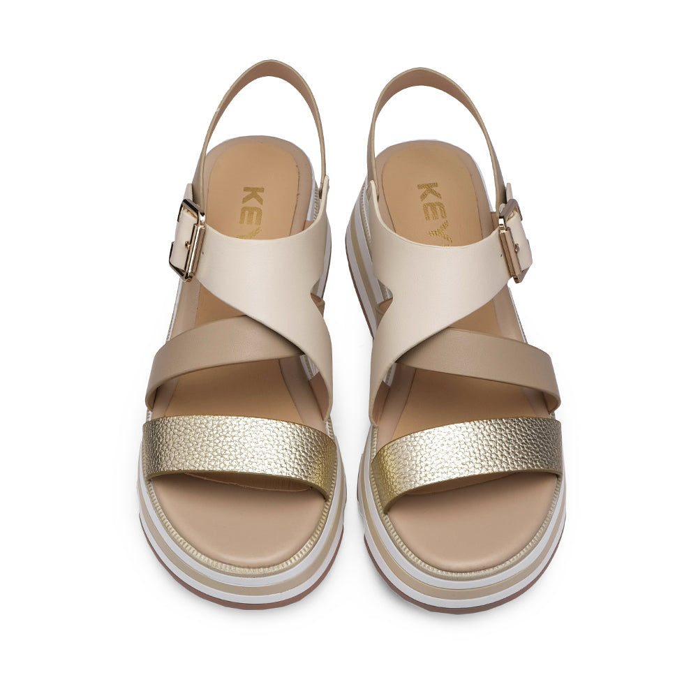 Sandalia de plataforma para mujer beige