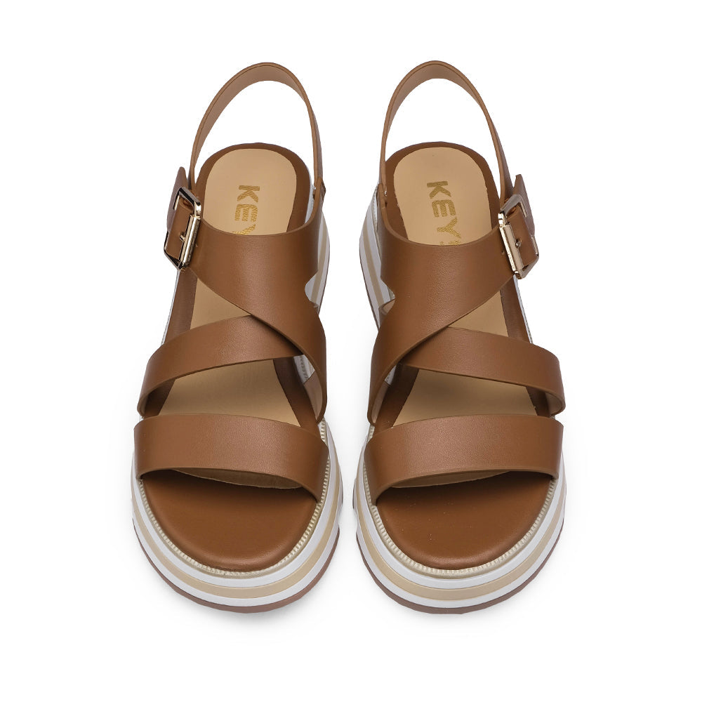 Sandalia de plataforma mujer color camel