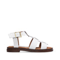 Sandalias Tacón Bajo Mujer Piel Blanco