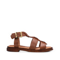 Sandalias de Tacón Bajo Mujer Piel Camel