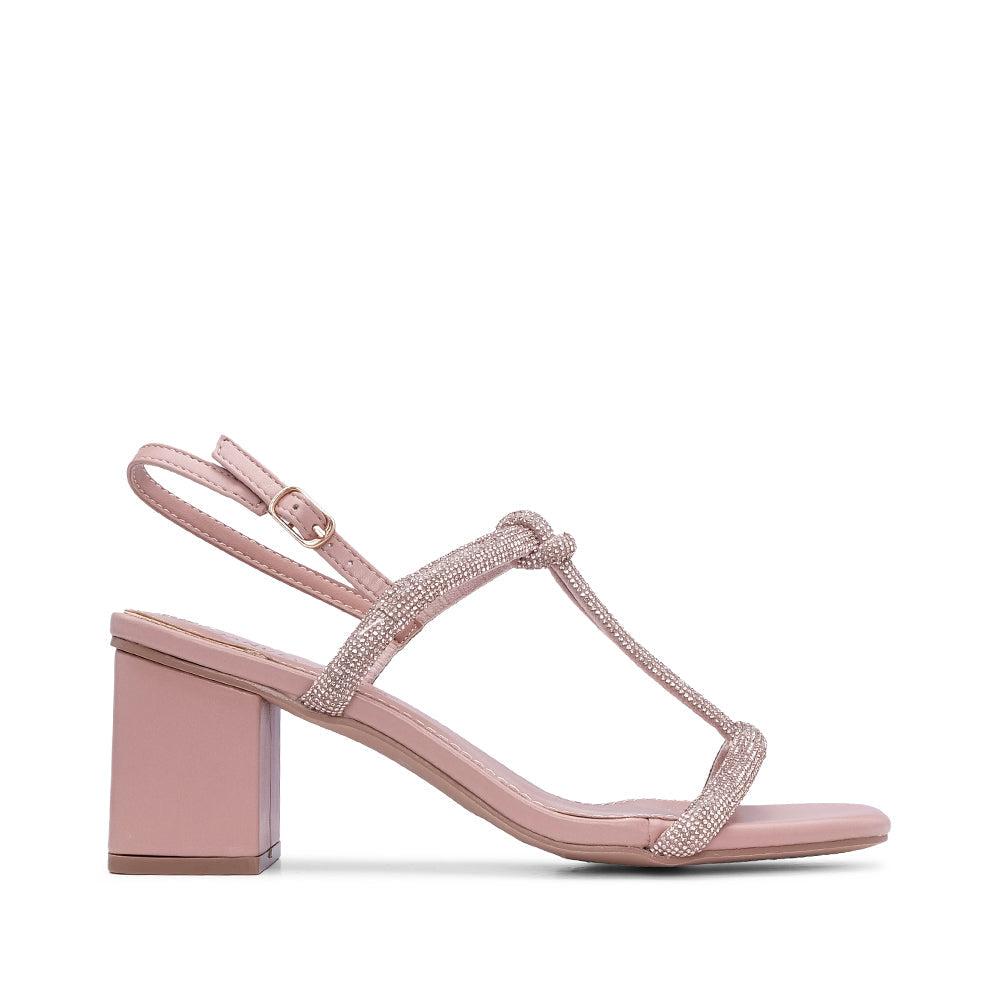 Sandalia de tacón alto para mujer color nude