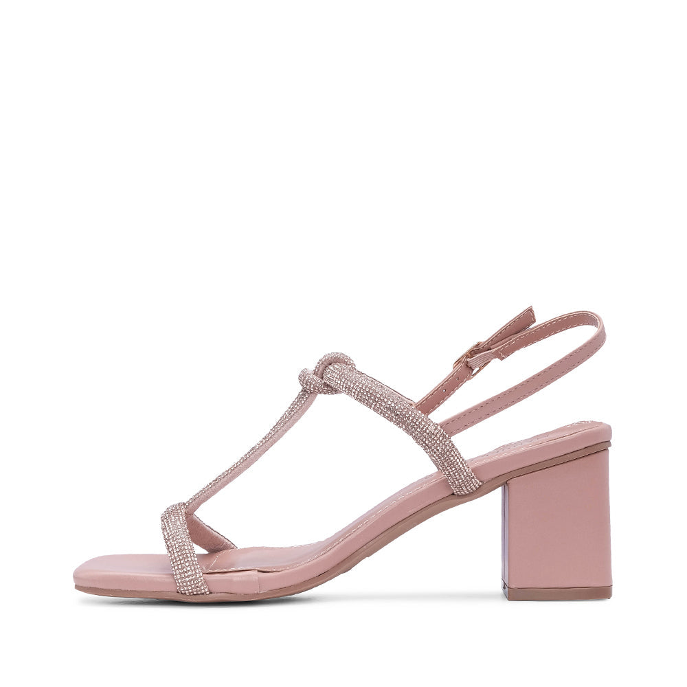 Sandalia de tacón alto para mujer color nude