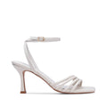 Sandalia de tacón alto beige para mujer