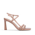 Sandalias de tacón alto de charol nude para mujer
