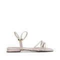 Sandalias planas de tacón beige para mujer
