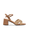 Sandalia de tacón medio beige para mujer