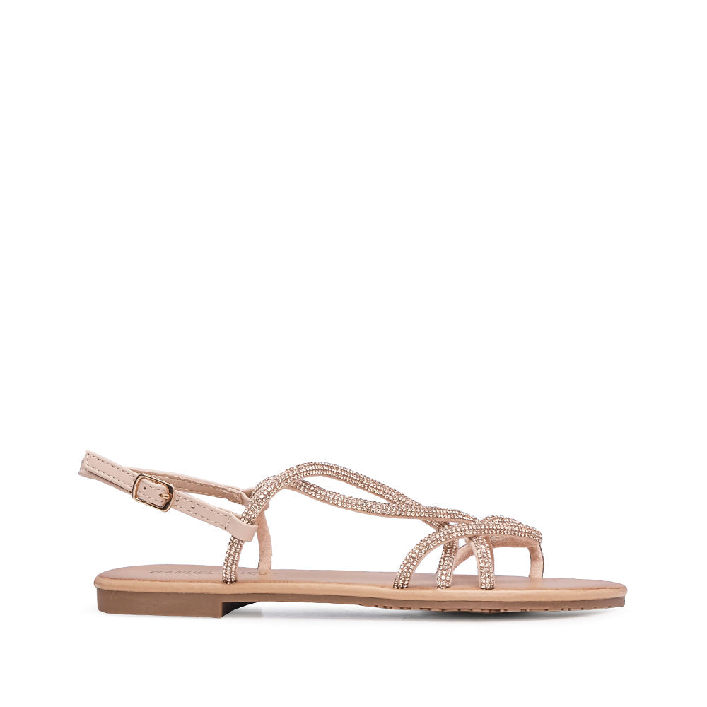 Sandalias de tacón bajo para mujer Nude