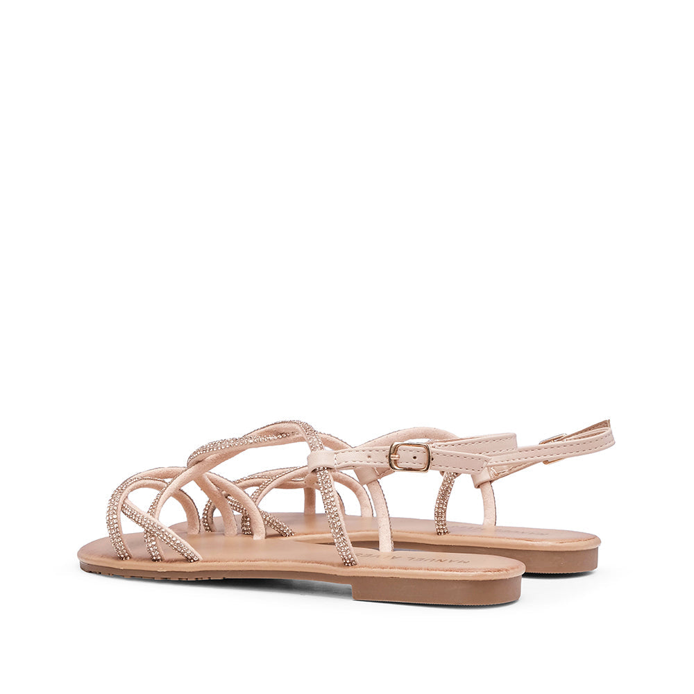 Sandalias de tacón bajo para mujer Nude