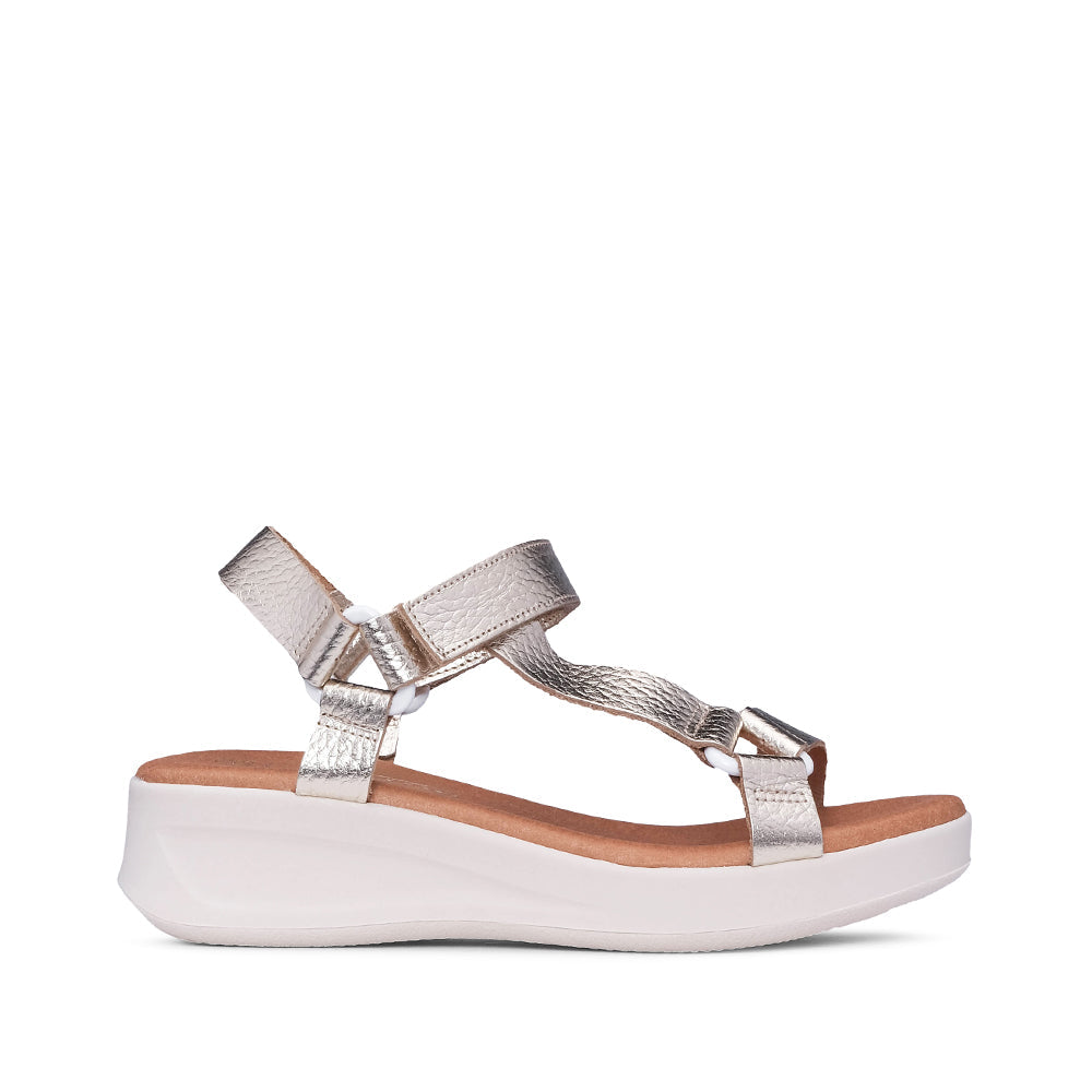 Sandalia de plataforma para mujer de piel color champán