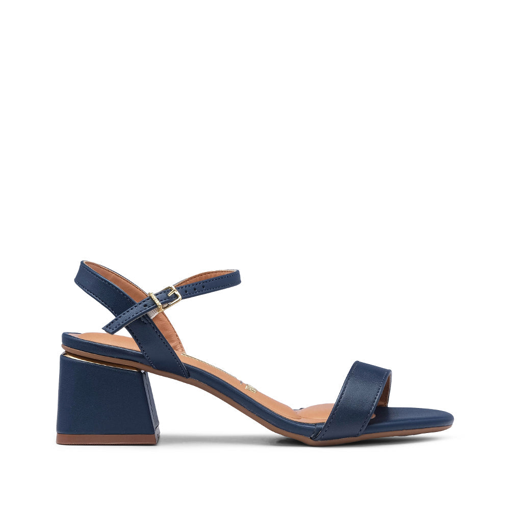 Sandalia de tacón medio para mujer en azul