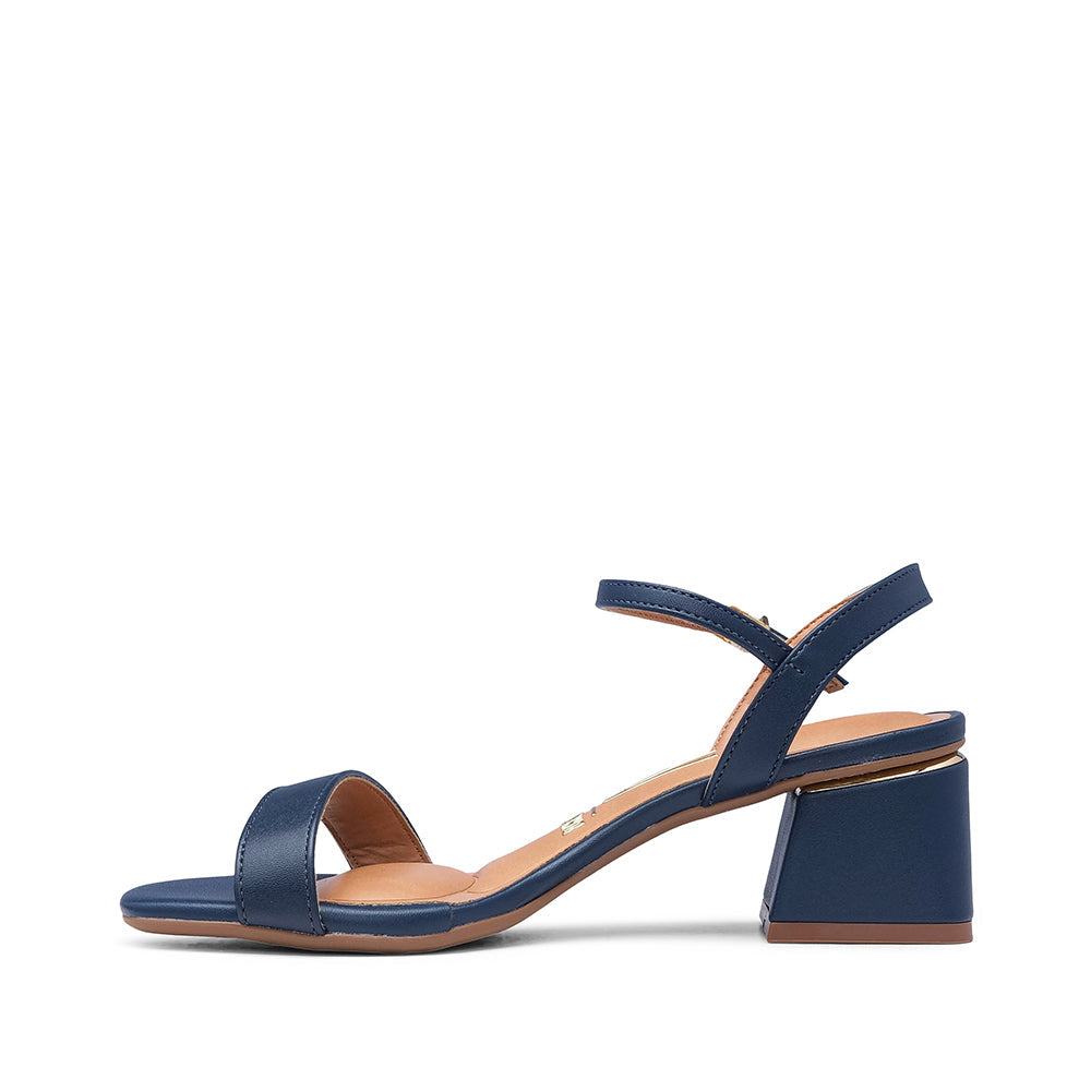 Sandalia de tacón medio para mujer en azul