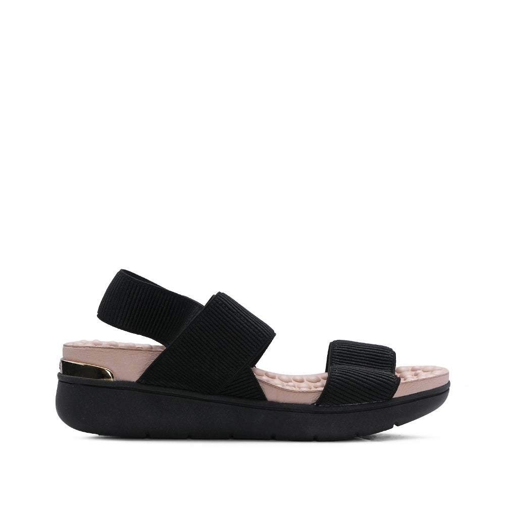 Sandalia de plataforma cómoda para mujer en piel negra