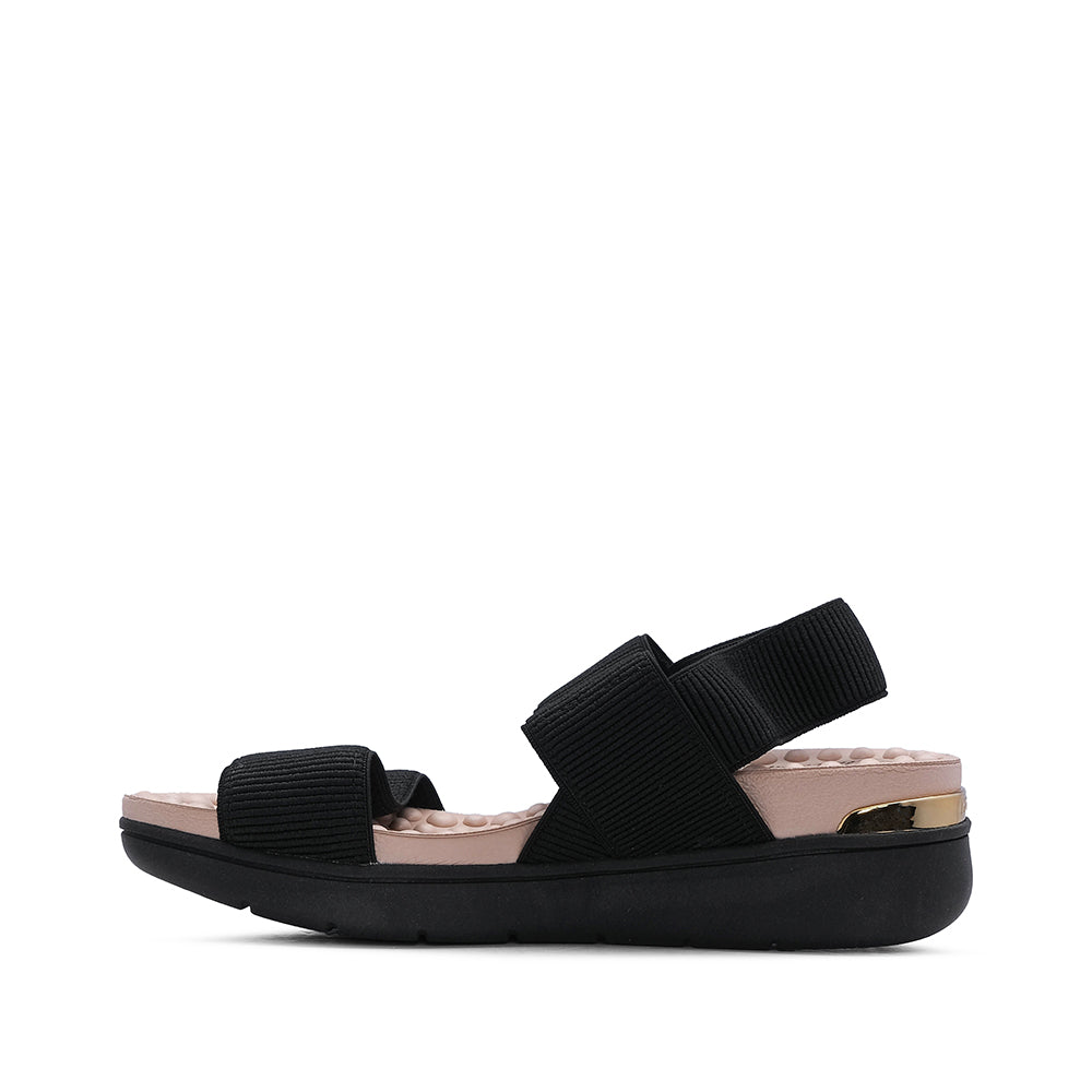 Sandalia de plataforma cómoda para mujer en piel negra