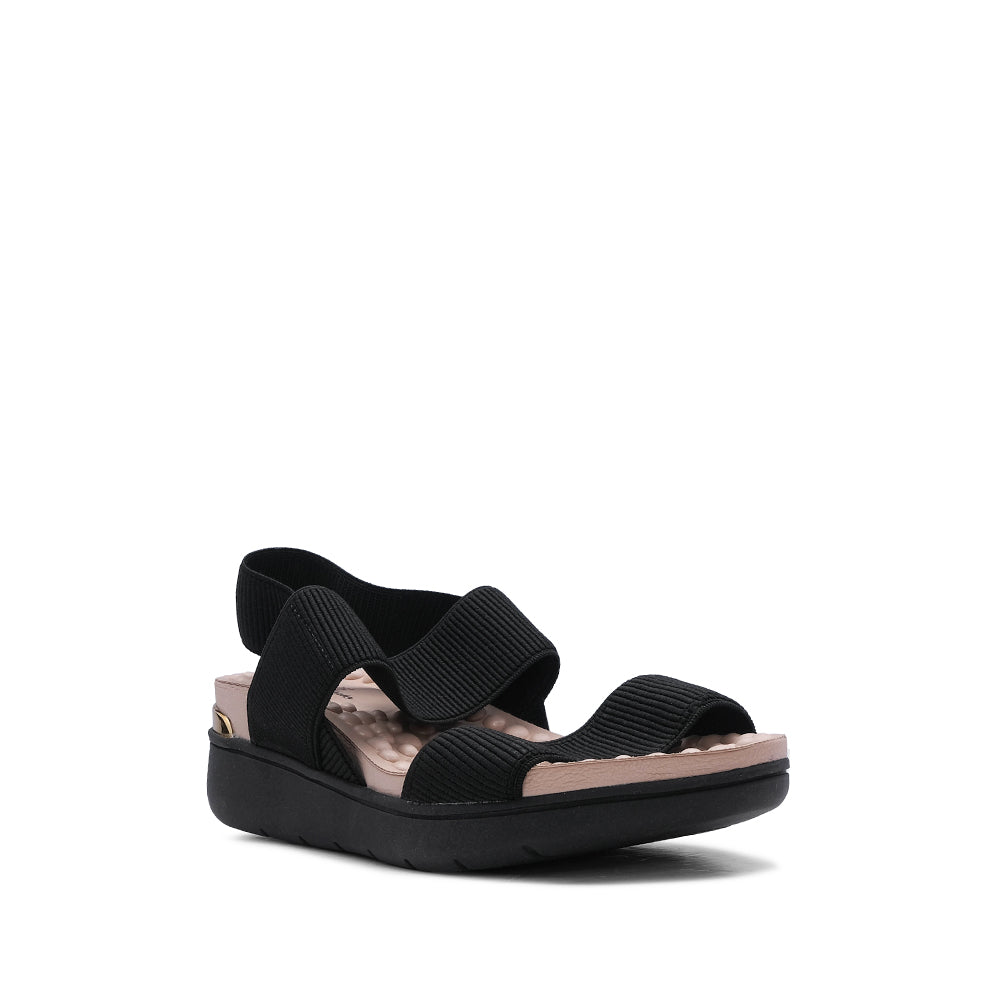 Sandalia de plataforma cómoda para mujer en piel negra