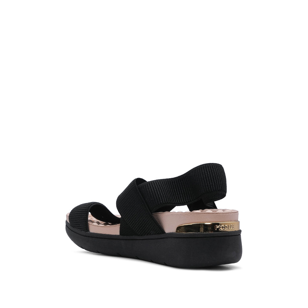 Sandalia de plataforma cómoda para mujer en piel negra